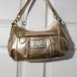 Coach "Poppy" Gold Metallic Leather Purse